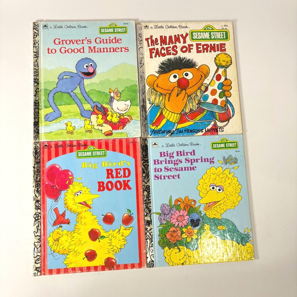 Vintage Sesame Street Little Golden Books Lot of 4 Big Bird Ernie Grover Retro